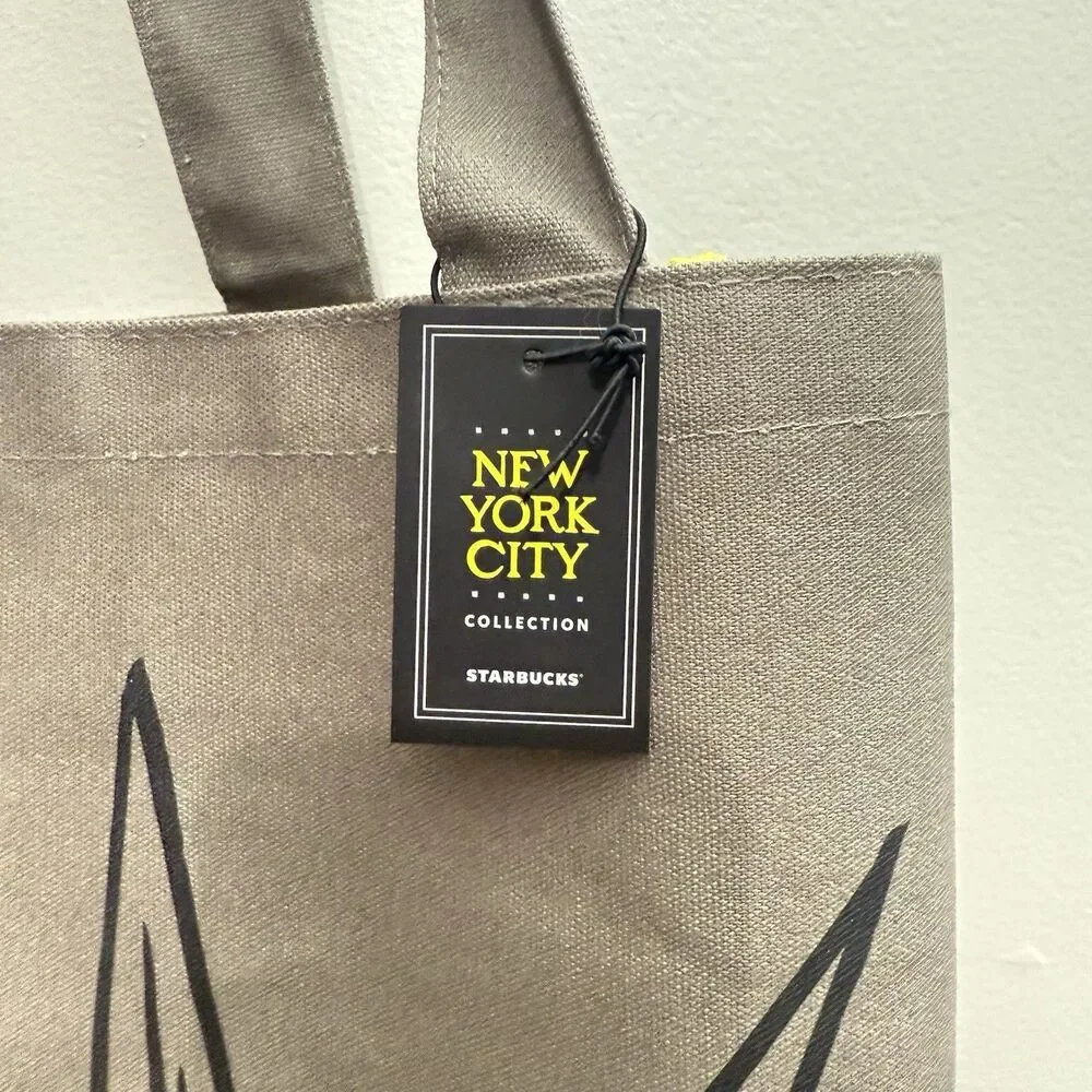 NWT STARBUCKS Collection New York City Statue Liberty NYC Canvas Tote Bag Rare - Picture 3 of 7